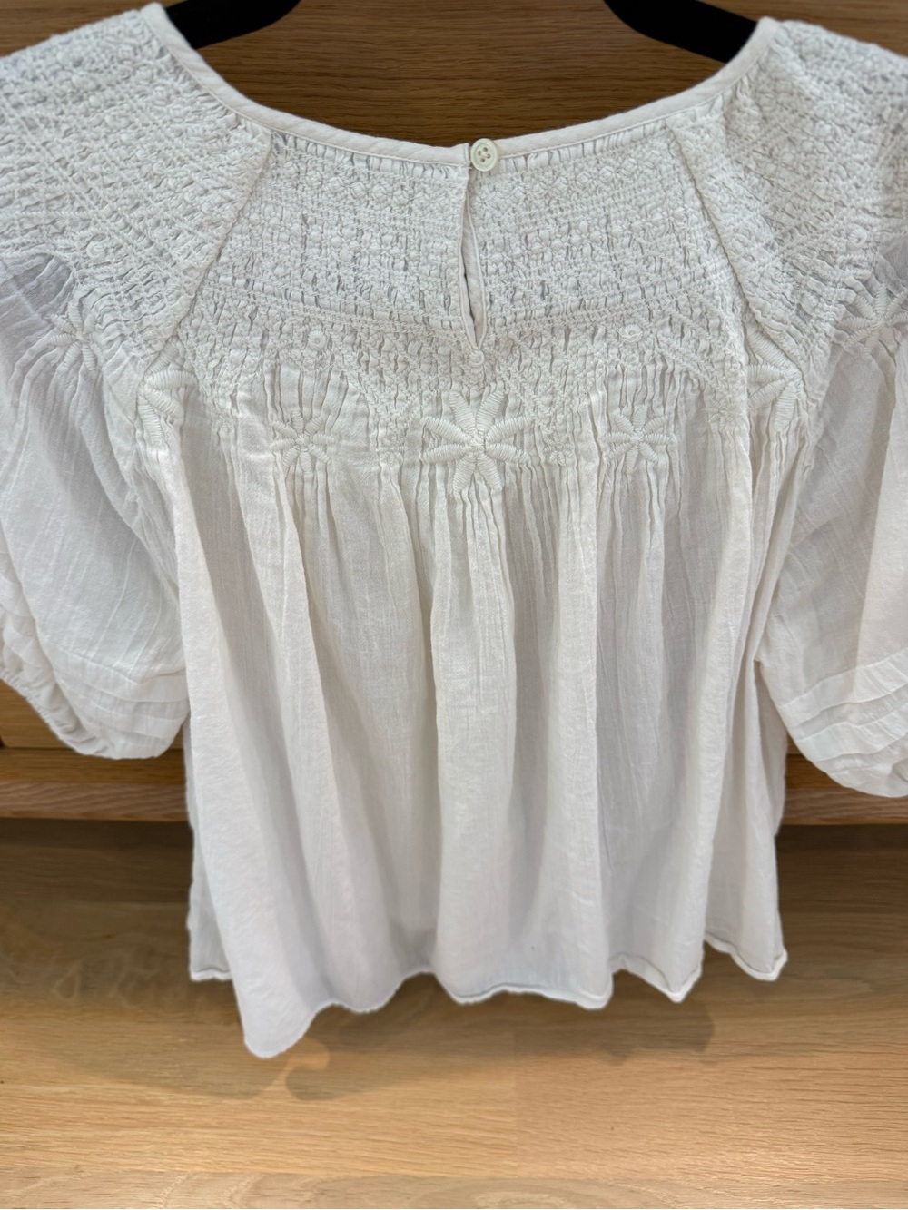 Madewell White Embroidered Smocked Peasant Blouse - Picture 5 of 5
